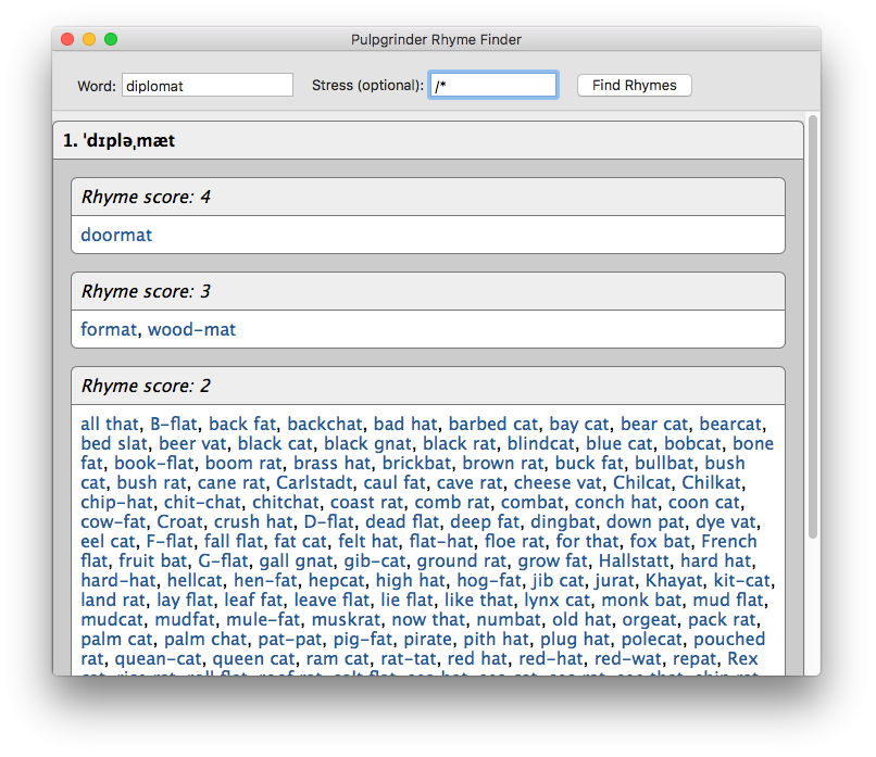 Selecting by Syllable/Stress Pattern